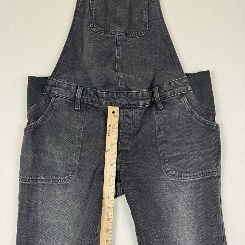 Old Navy Maternity Overalls‎ Womens 8 Black Straight Leg Bib Stretch Panel Denim - Picture 11 of 12